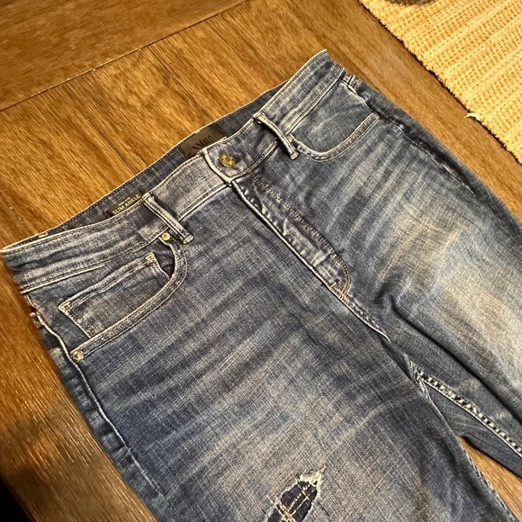 White House Black Market‎ Denim Jeans Ankle High-Rise Distressed Patched 12S - Picture 4 of 12